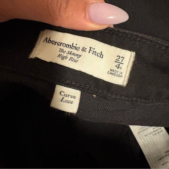 NWT Abercrombie & Fitch Curve Love High Rise Skinny Jean Black- Size 4 (27R) - Picture 8 of 8